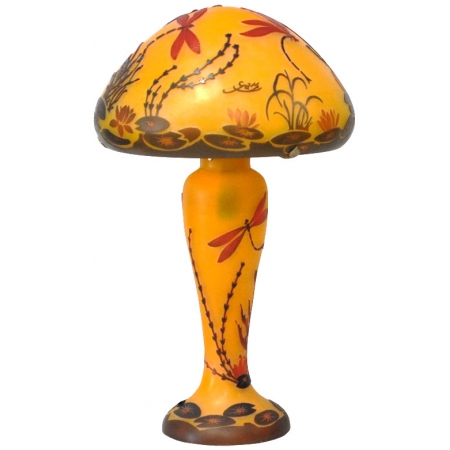 Λάμπα επιτραπέζια γυάλινη τ.Galle Έλος πορτοκαλί 27x44εκ Sinialo 10501