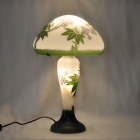 Λάμπα επιτραπέζια γυάλινη τ.Galle Λουλούδια λευκό-πράσινο 28x44εκ Sinialo 10508