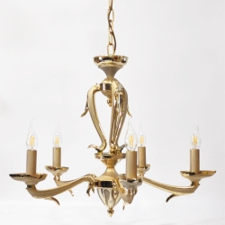 Φωτιστικό οροφής 5φωτο μπρούτζινο χρυσό 65x65x95εκ Sinialo 2900647