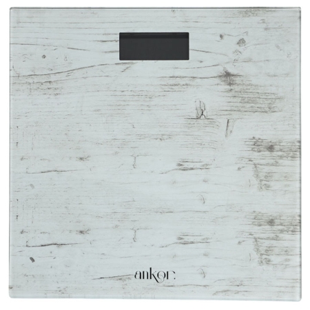 Ζυγαριά σώματος ηλεκτρονική γυάλινη Ξύλο λευκή 30εκ Ankor 840489