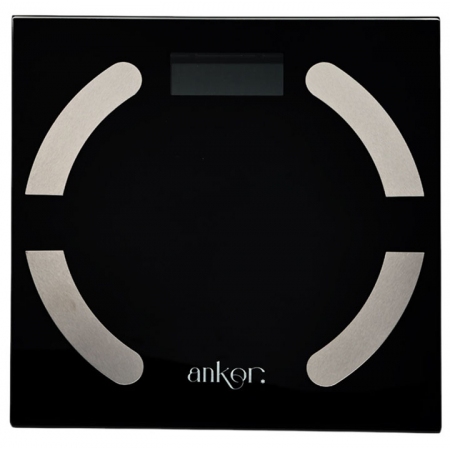 Ζυγαριά σώματος ηλεκτρονική με λιπομετρητή μαύρη 28εκ Ankor 840526