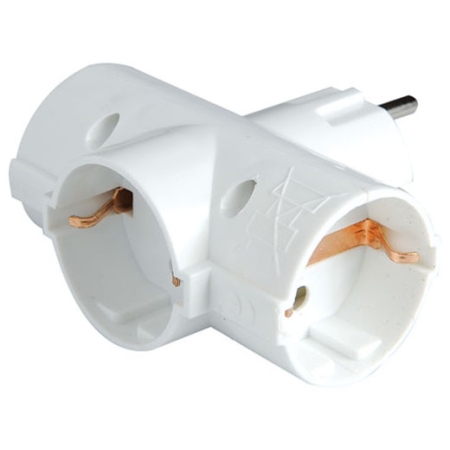 Πολύπριζο-σταυρός 3 θέσεων λευκό 9x4.3x8.9εκ Eurolamp 147-10002