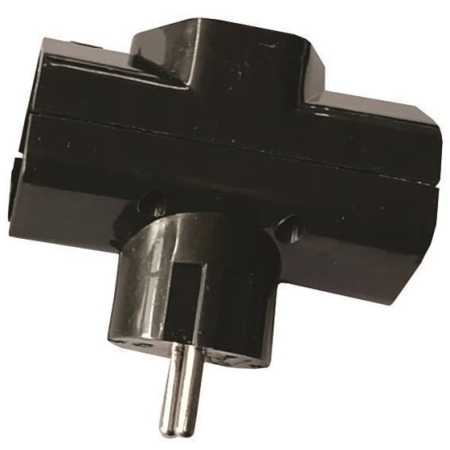 Πολύπριζο-σταυρός 3 θέσεων μαύρο 9x4.3x8.9εκ Eurolamp 147-10011