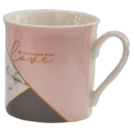 Κούπα πορσελάνης Love λευκό-ροζ 325cc Ankor 811588