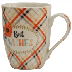 Κούπα πορσελάνης Wishes πορτοκαλί-μπεζ 340cc Ankor 817726