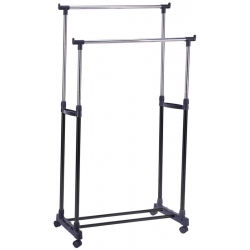 Κρεμάστρα ρούχων μεταλλική διπλή ασημί-μαύρο 75x42x155εκ Ankor 788798