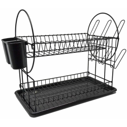 Πιατοθήκη 2όροφη μεταλλική μαύρη 50x24x34εκ Ankor 822317