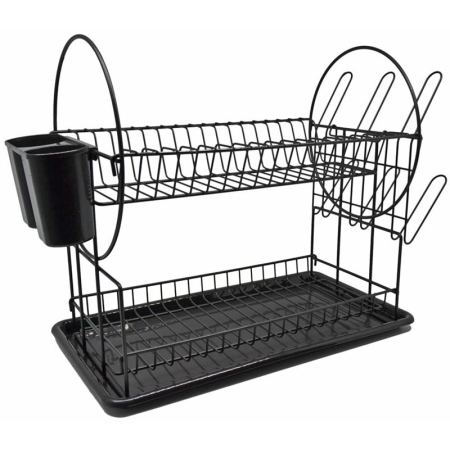 Πιατοθήκη 2όροφη μεταλλική μαύρη 50x24x34εκ Ankor 822317