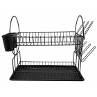 Πιατοθήκη 2όροφη μεταλλική μαύρη 50x24x34εκ Ankor 822317