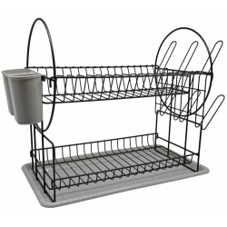 Πιατοθήκη 2όροφη μεταλλική μαύρο-γκρι 50x24x34εκ Ankor 822300