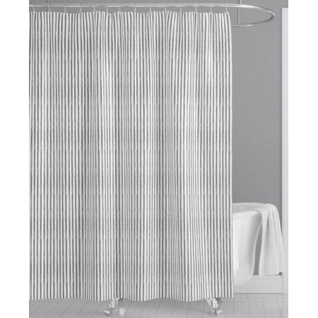 Κουρτίνα μπάνιου πολυεστερική Ριγέ λευκό-γκρι 180x200εκ Ankor 823802