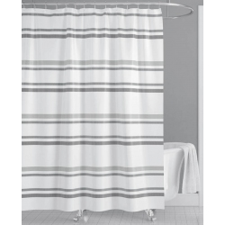 Κουρτίνα μπάνιου πολυεστερική Ρίγες λευκό-γκρι 220x180εκ Ankor 823833