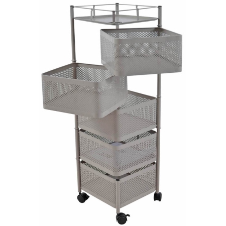 Μανάβης τρόλλεϋ μεταλλικός 5 θέσεων γκρι-μπεζ 28x28x93εκ Ankor 824175