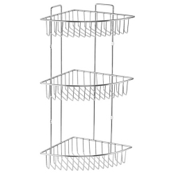 Ραφιέρα μπάνιου γωνία μεταλλική 3 θέσεων ασημί 30x22x51εκ Ankor 822843