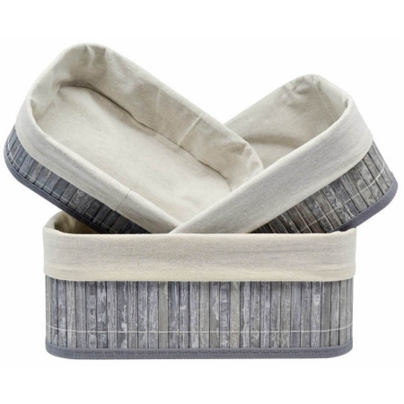 Καλάθια μπαμπού σετ 3 τεμαχίων γκρι Ankor 824410