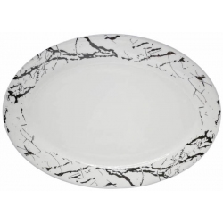 Πιατέλα οβάλ πορσελάνης Μάρμαρο μαύρο 30.5x20.5x2.5εκ Ankor R8059-120