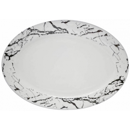 Πιατέλα οβάλ πορσελάνης Μάρμαρο μαύρο 30.5x20.5x2.5εκ Ankor R8059-120