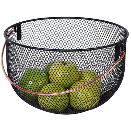 Φρουτιέρα-καλάθι μεταλλικό μαύρο-ροζ χρυσό 30x19εκ Ankor 820481