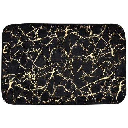 Πατάκι μπάνιου υφασμάτινο Μάρμαρο μαύρο-χρυσό 80x50εκ Ankor 826032