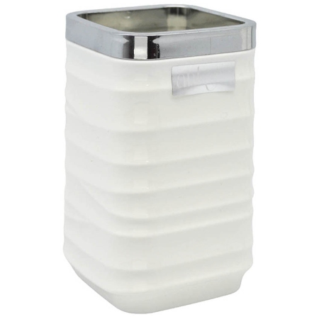 Ποτηράκι μπάνιου πλαστικό Luna λευκό-ασημί 7.2x7.2x12εκ Ankor 830077