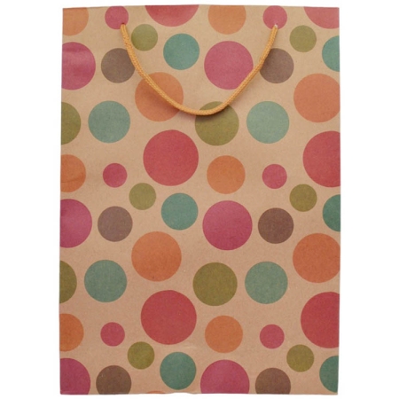 Τσάντα συσκευασίας δώρου χάρτινη με χεράκι κορδόνι καφέ-πουά 24x7.8x33εκ Ankor 1701-13