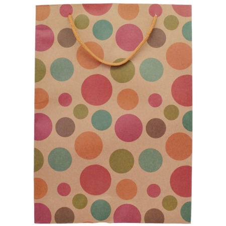 Τσάντα συσκευασίας δώρου χάρτινη με χεράκι κορδόνι καφέ-πουά 19x8x24.5εκ Ankor 1701-14