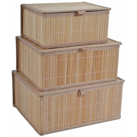 Κουτιά αποθήκευσης μπαμπού σετ 3 τεμαχίων natural Ankor 829866
