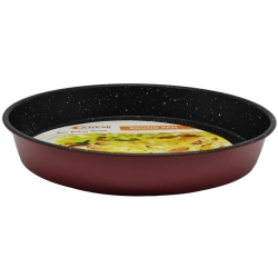 Ταψί μεταλλικό αντικολλητικό στρογγυλό μαύρο-κόκκινο 31.5x4.5εκ Ankor 810871