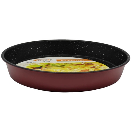 Ταψί μεταλλικό αντικολλητικό στρογγυλό μαύρο-κόκκινο 31.5x4.5εκ Ankor 810871