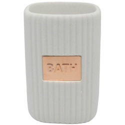 Ποτηράκι μπάνιου πολυεστερικό λευκό-ροζ χρυσό 7.5x6.2x11εκ Ankor 829699