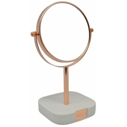 Καθρέφτης επιτραπέζιος δύο όψεων μεταλλικός λευκό-ροζ χρυσό 18x13x28εκ Ankor 829729