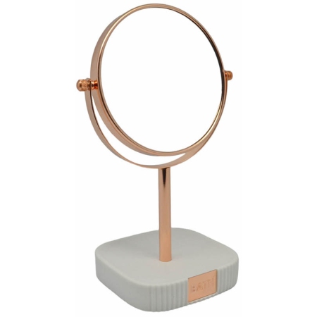 Καθρέφτης επιτραπέζιος δύο όψεων μεταλλικός λευκό-ροζ χρυσό 18x13x28εκ Ankor 829729