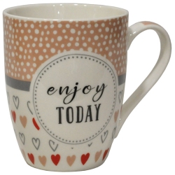 Κούπα πορσελάνης Enjoy today λευκό-ροζ 340cc Ankor 827480