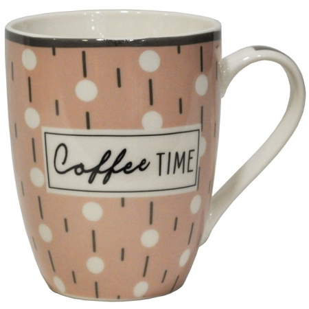 Κούπα πορσελάνης Coffee time λευκό-ροζ 340cc Ankor 827480