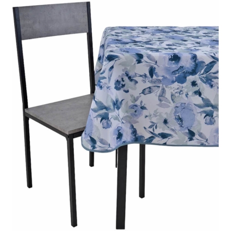 Τραπεζομάντηλο υφασμάτινο αλέκιαστο Λουλούδια λευκό-μπλε 180x140εκ Ankor 828135