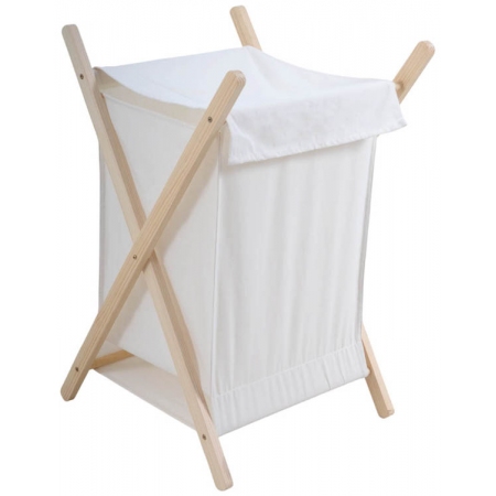 Καλάθι απλύτων υφασμάτινο-ξύλινο λευκό-natural 55Lt Ankor 829873