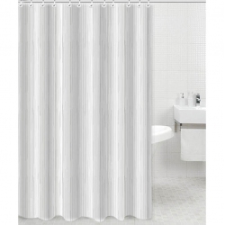 Κουρτίνα μπάνιου πολυεστερική Ρίγες λευκό-γκρι 180x180εκ Ankor 831005