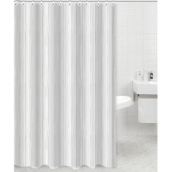 Κουρτίνα μπάνιου πολυεστερική Ρίγες λευκό-γκρι 180x200εκ Ankor 831012