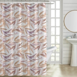 Κουρτίνα μπάνιου πολυεστερική Φύλλα λευκό-μπεζ 180x200εκ Ankor 831104