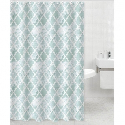 Κουρτίνα μπάνιου πολυεστερική λευκό-πετρόλ 180x180εκ Ankor 831111