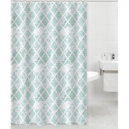 Κουρτίνα μπάνιου πολυεστερική λευκό-πετρόλ 180x180εκ Ankor 831111