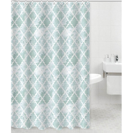 Κουρτίνα μπάνιου πολυεστερική λευκό-πετρόλ 180x200εκ Ankor 831128