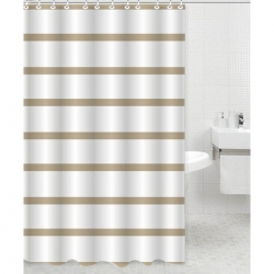 Κουρτίνα μπάνιου πολυεστερική Ρίγες λευκό-μπεζ 180x180εκ Ankor 831135