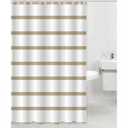Κουρτίνα μπάνιου πολυεστερική Ρίγες λευκό-μπεζ 180x180εκ Ankor 831135