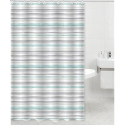Κουρτίνα μπάνιου πολυεστερική Ρίγες λευκό-γκρι 180x200εκ Ankor 831210