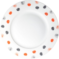 Πιάτα πορσελάνης σετ 18 τεμαχίων Πουά λευκό-γκρι Ankor R23050-18