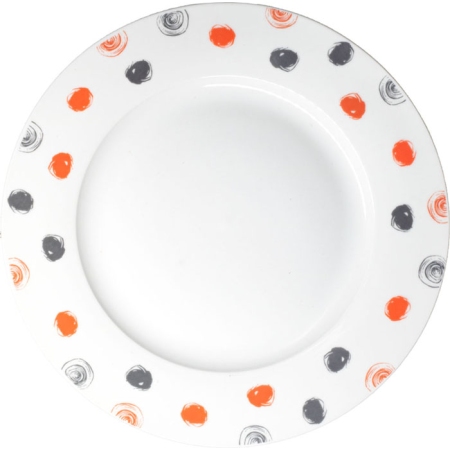 Πιάτα πορσελάνης σετ 18 τεμαχίων Πουά λευκό-γκρι Ankor R23050-18