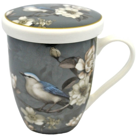 Κούπα πορσελάνης με καπάκι Σπουργίτι γκρι 340cc Ankor 832071