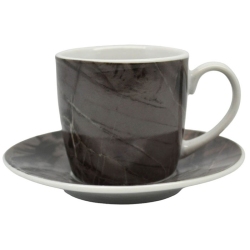 Φλυτζάνια καφέ σετ 6 τεμαχίων πορσελάνης Μάρμαρο ανθρακί 110cc Ankor 832927