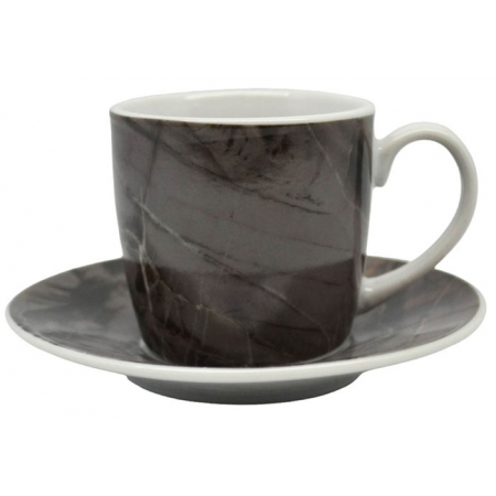 Φλυτζάνια καφέ σετ 6 τεμαχίων πορσελάνης Μάρμαρο ανθρακί 110cc Ankor 832927